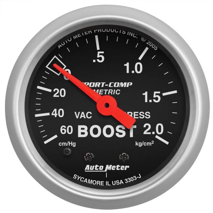 AutoMeter - AutoMeter Sport-Comp Mechanical Metric Boost/Vacuum Gauge 3303-J