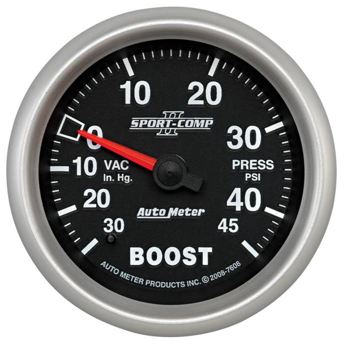 AutoMeter - AutoMeter Sport-Comp II Mechanical Boost/Vacuum Gauge 7608