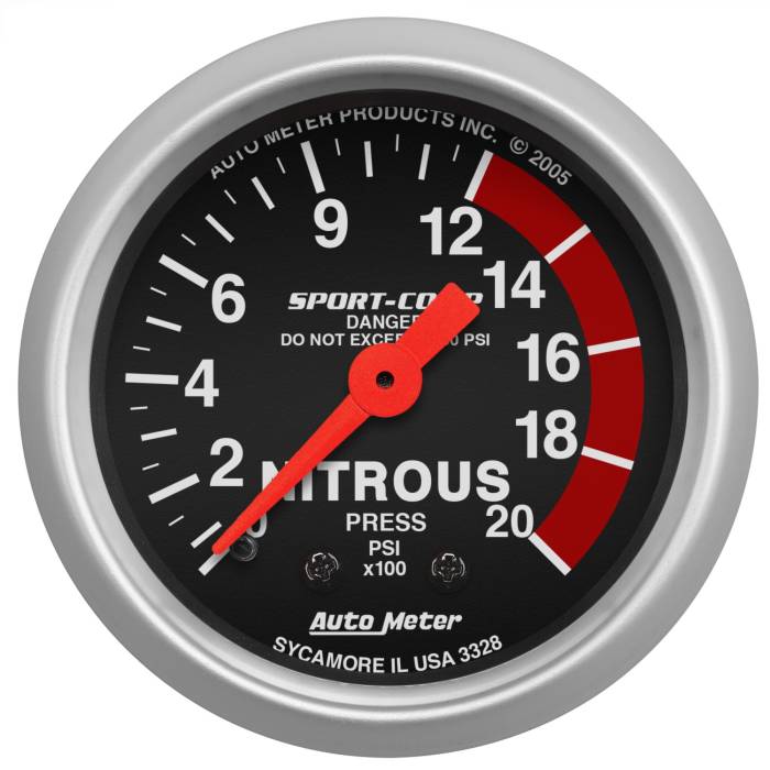 AutoMeter - AutoMeter Sport-Comp Mechanical Nitrous Pressure Gauge 3328
