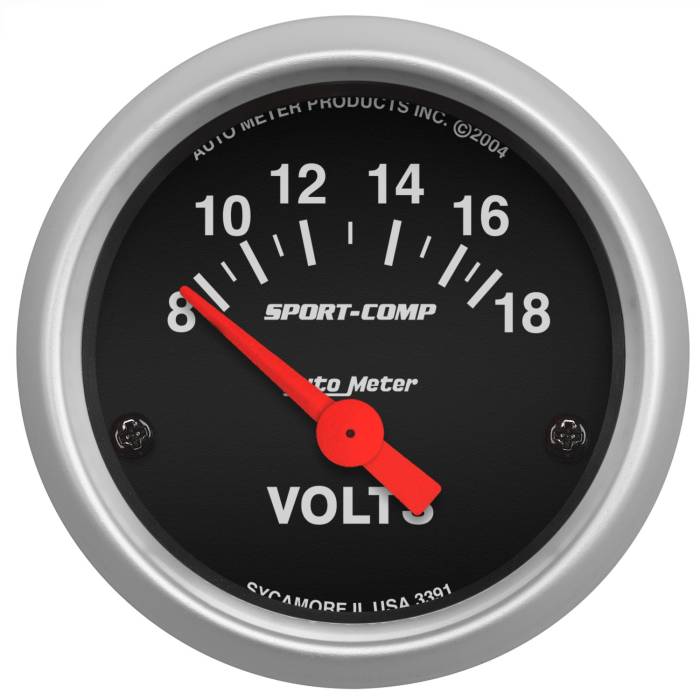 AutoMeter - AutoMeter Sport-Comp Electric Voltmeter Gauge 3391