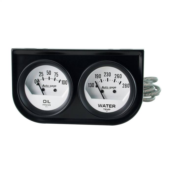 AutoMeter - AutoMeter Autogage White Oil/Water Gauge Black Console 2323