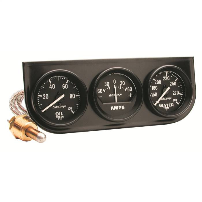 AutoMeter - AutoMeter Autogage Oil/Amp/Water Black Steel Console 2393