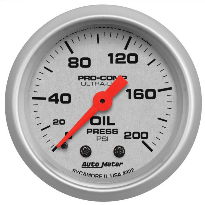 AutoMeter - AutoMeter Ultra-Lite Mechanical Oil Pressure Gauge 4322