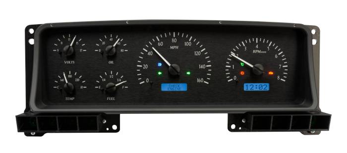 Dakota Digital - DAKVHX-87F-PU-K-B - 1987-91 Ford Pickup VHX System, Black Alloy Style Face, Blue Display