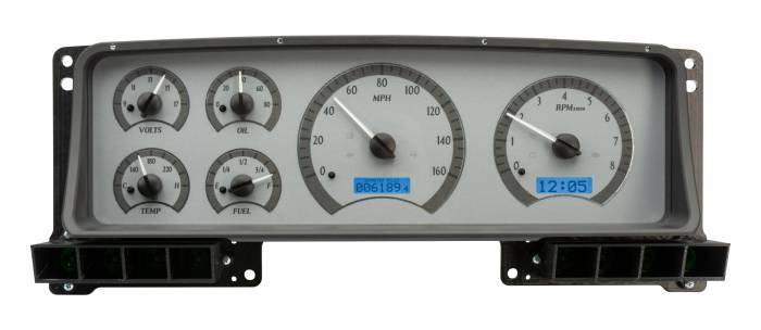 Dakota Digital - DAKVHX-87F-PU-S-B - 1987-91 Ford Pickup VHX System, Silver Alloy Style Face, Blue Display