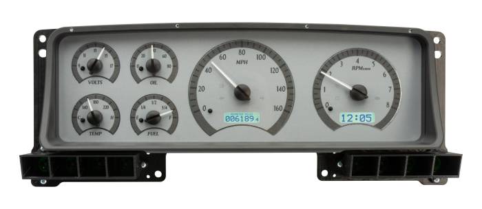 Dakota Digital - DAKVHX-87F-PU-S-W - 1987-91 Ford Pickup VHX System, Silver Alloy Style Face, White Display