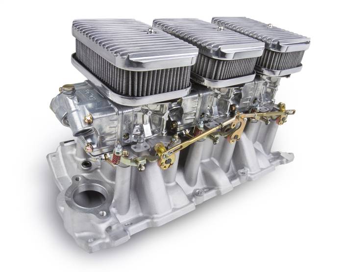 Tri-Power-3X2-Sbc-Intake-And-Shiny-Carbs-Kit
