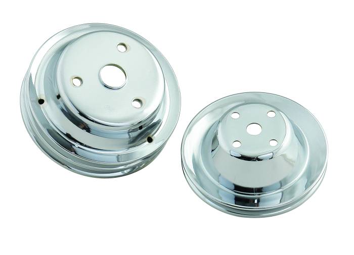Chrome-Pulley-Set---Single-Groove-Upper,-Double-Groove-Lower