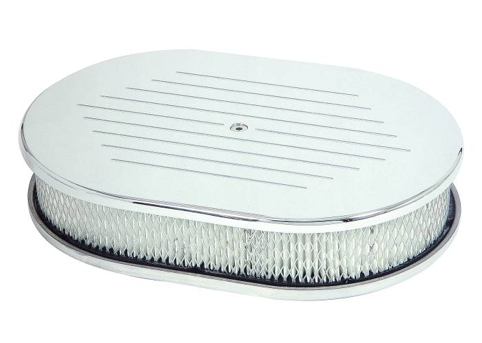 Oval-Air-Cleaner---Chromed-Aluminum-With-Ball-Milled-Top