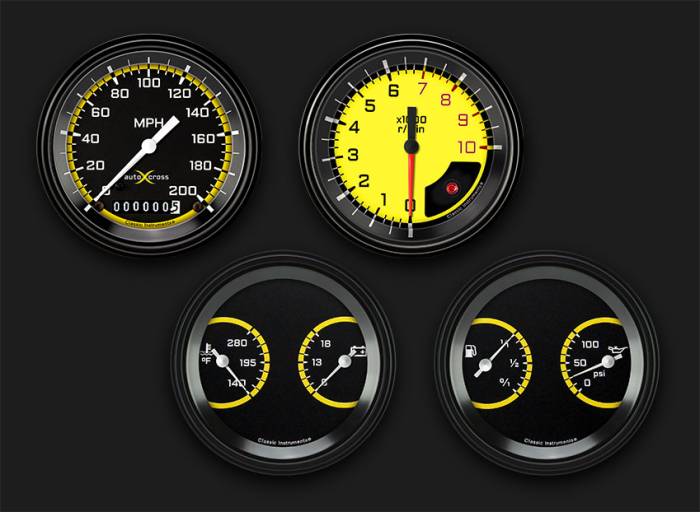 Auto-Cross-Ylw-3-SpeedoTach2-Duals-Gm