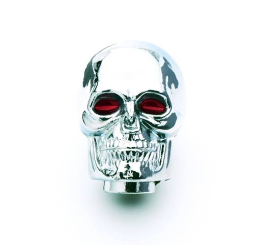 Shifter-Knob---Chrome---Skull-With-Red-Eyes
