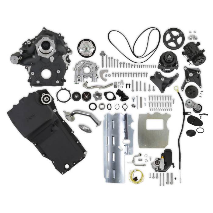 Godzilla-High-Mount-Accessory-Drive---With--Swap-Oil-Pan-And-Pump---Complete-Kit---Black