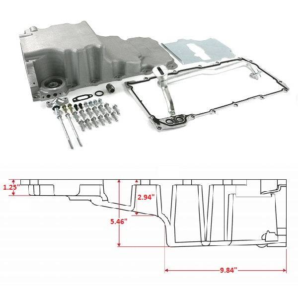 BluePrint Engines - BPP81073 - GM LS Swap Compatible Low Profile Rear Sump Oil Pan Kit - Natural