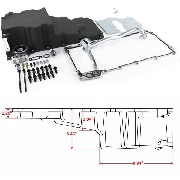 BluePrint Engines - BPP81073BK - LS Oil Pan Swap Kit, Low Profile Oil Pan Kit for HotRod / Muscle Car Engine Swap, Black