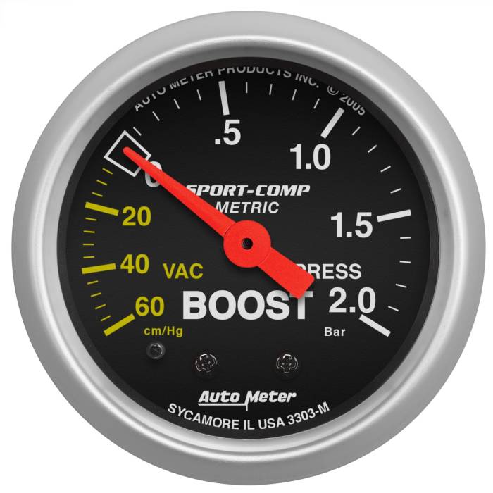 AutoMeter - AutoMeter Sport-Comp Mechanical Boost/Vacuum Gauge 3303-M