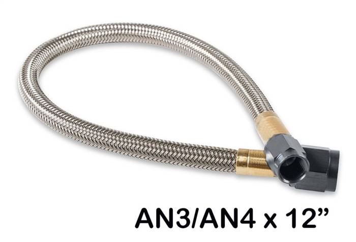 Stainless-Steel-Braided-Hose-With-Black-Fittings--4An-To--3An,-1-Foot-Length