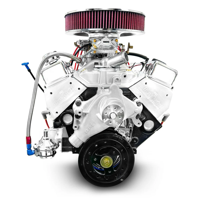 BluePrint Engines - BP38318CTC1D Small Block Crate Engine by BluePrint Engines 383 CI 436 HP GM Style Dressed Longblock with Carburetor Aluminum Heads Roller Cam