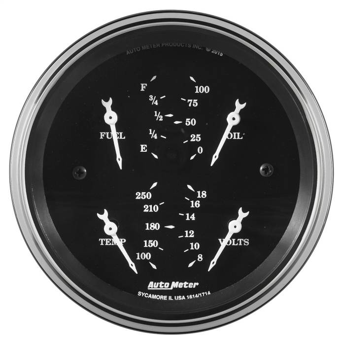 AutoMeter - AutoMeter Old Tyme Black Electric Quad Gauge 1714