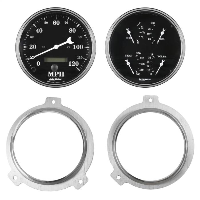 AutoMeter - AutoMeter Old Tyme Black Direct Fit Gauge Kit 7038-07