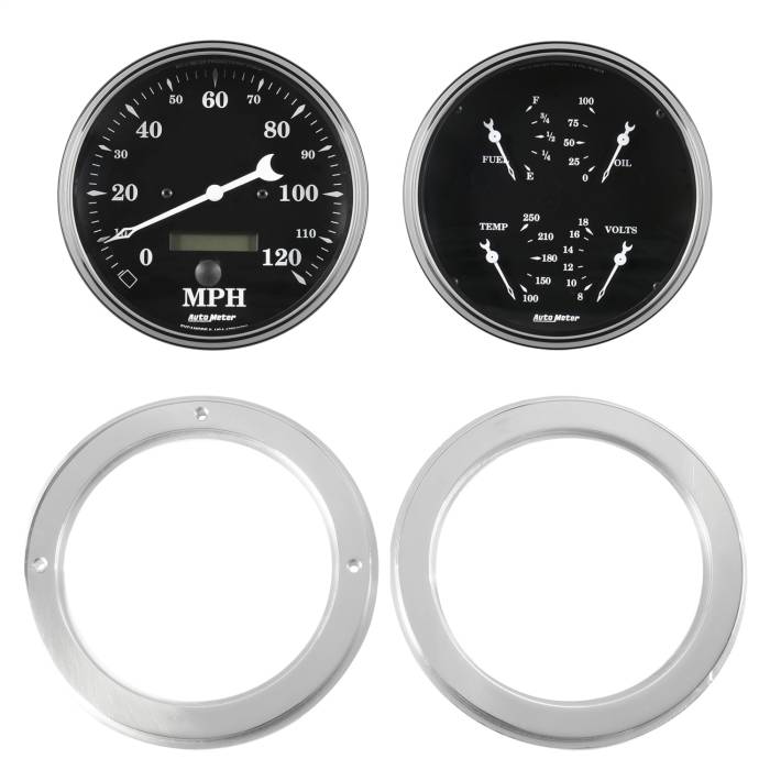 AutoMeter - AutoMeter Old Tyme Black Direct Fit Gauge Kit 7037-07