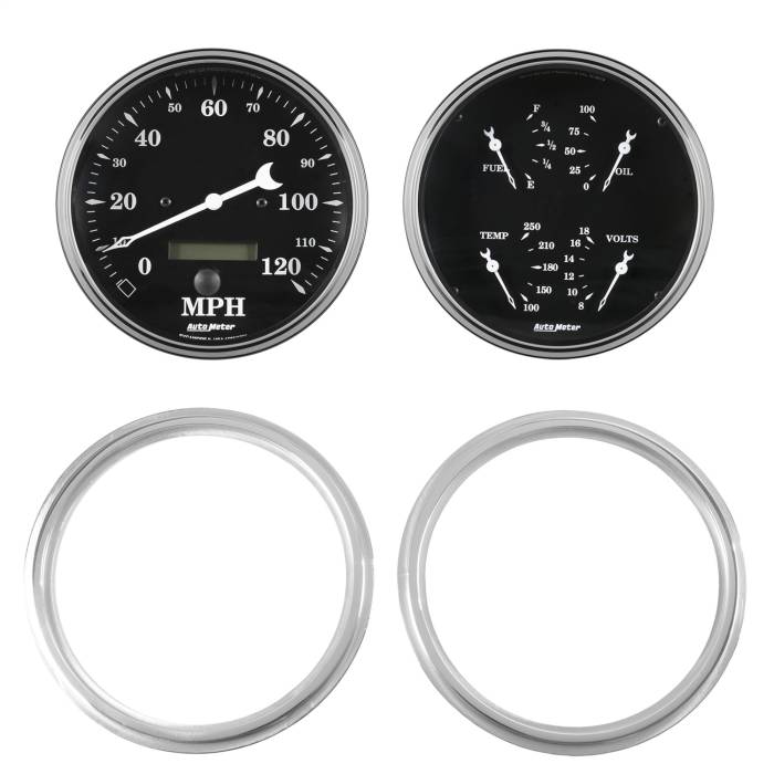 AutoMeter - AutoMeter Old Tyme Black Direct Fit Gauge Kit 7039-07