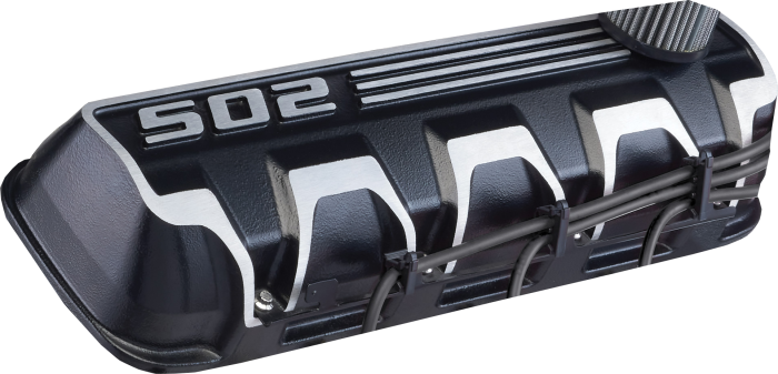 Chevrolet Performance Parts - 19421388 - Cast Aluminum Valve Covers with "502", Big Block Chevy, Tall, Black Powder Coat