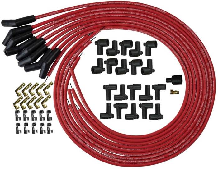 Moroso Performance - 73214 Moroso Blue Max Spiral Core Universal Fit Wire Set, Red Wire, Unsleeved, HEI & Non-HEI