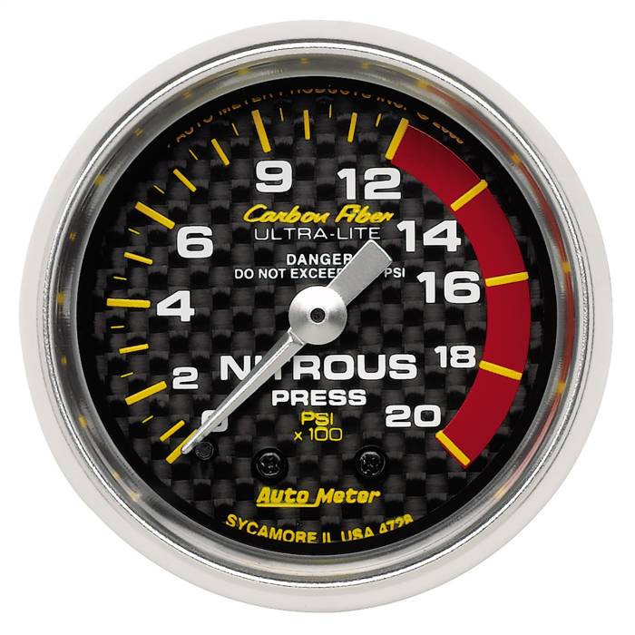 AutoMeter - AutoMeter Carbon Fiber Mechanical Nitrous Pressure Gauge 4728