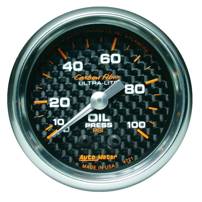 AutoMeter - AutoMeter Carbon Fiber Mechanical Oil Pressure Gauge 4721