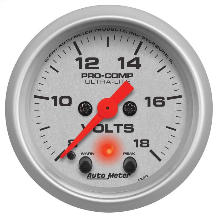 AutoMeter - AutoMeter Ultra-Lite Electric Voltmeter Gauge 4383