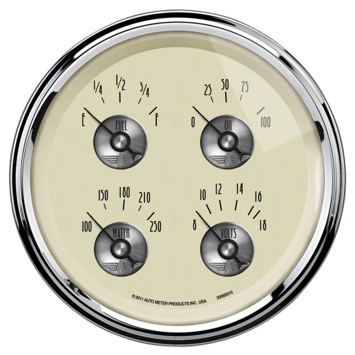 AutoMeter - AutoMeter Prestige Series Antique Ivory Quad Gauge 2009