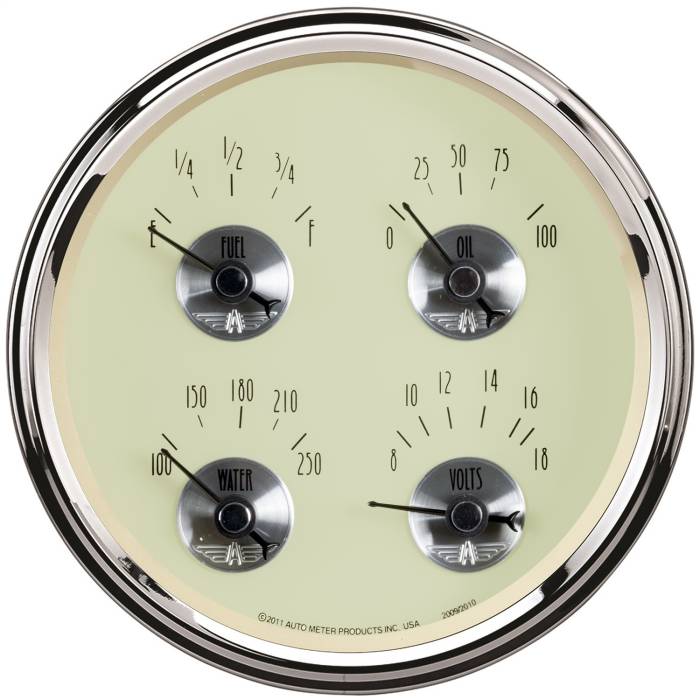 AutoMeter - AutoMeter Prestige Series Antique Ivory Quad Gauge 2010