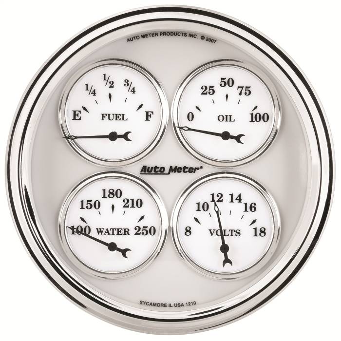 AutoMeter - AutoMeter Old Tyme White II Quad Gauge 1210