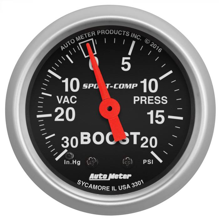 AutoMeter - AutoMeter Sport-Comp Mechanical Boost/Vacuum Gauge 3301