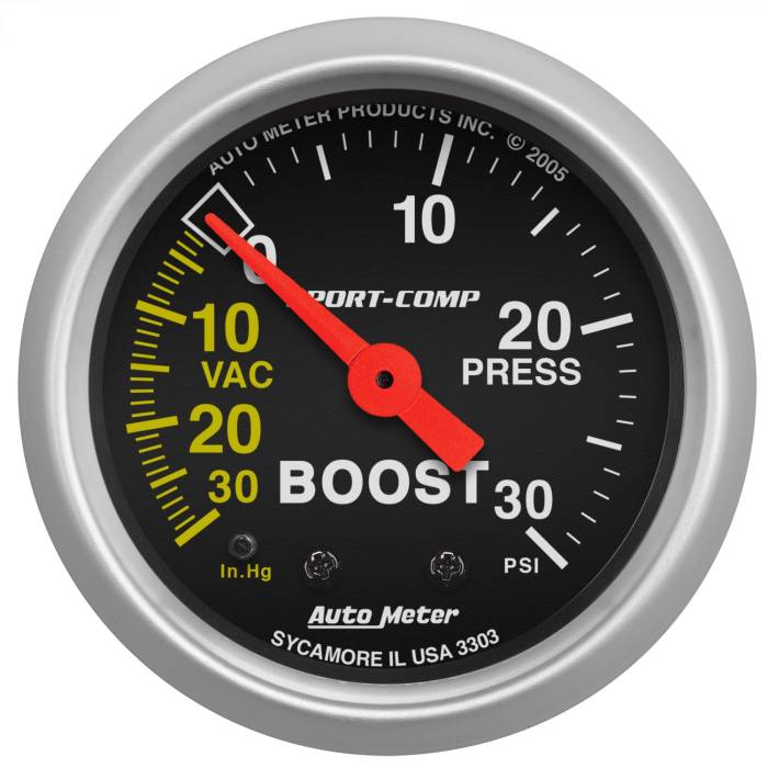 AutoMeter - AutoMeter Sport-Comp Mechanical Boost/Vacuum Gauge 3303