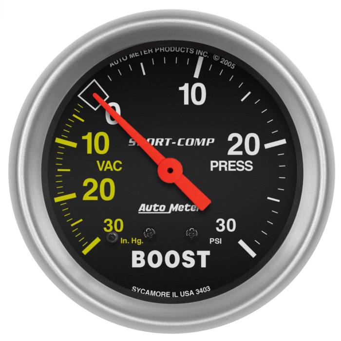 AutoMeter - AutoMeter Sport-Comp Mechanical Boost/Vacuum Gauge 3403