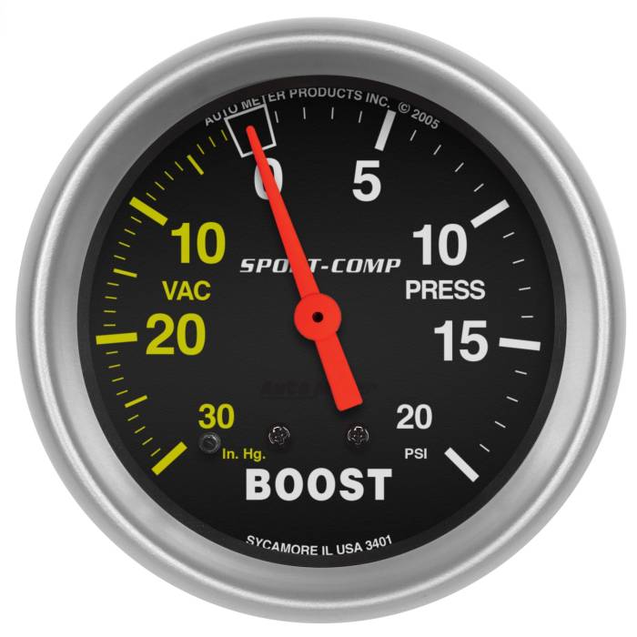 AutoMeter - AutoMeter Sport-Comp Mechanical Boost/Vacuum Gauge 3401