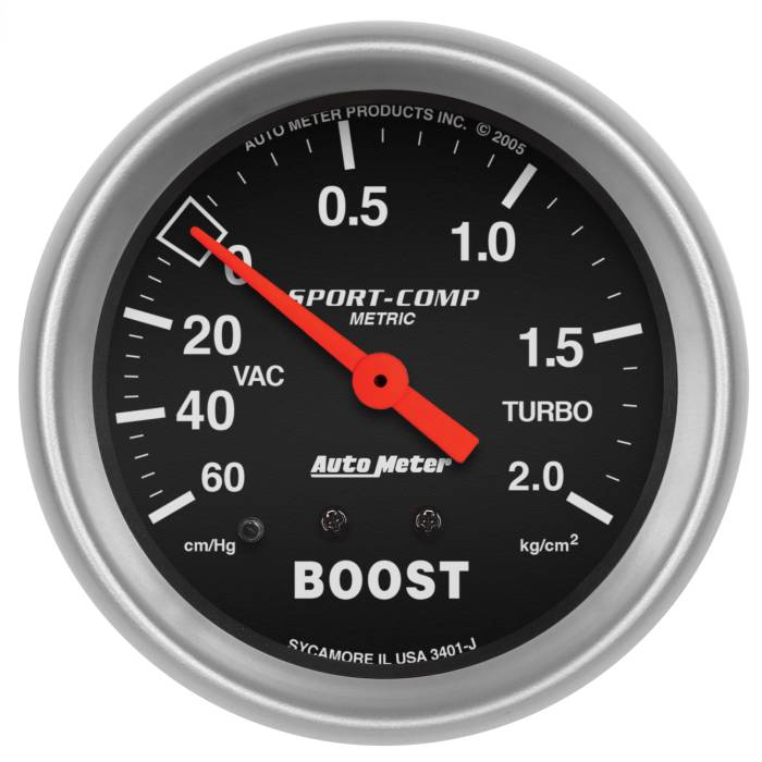 AutoMeter - AutoMeter Sport-Comp Mechanical Metric Boost/Vacuum Gauge 3401-J