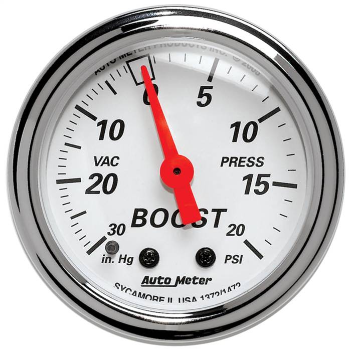 AutoMeter - AutoMeter Arctic White Mechanical Boost/Vacuum Gauge 1372