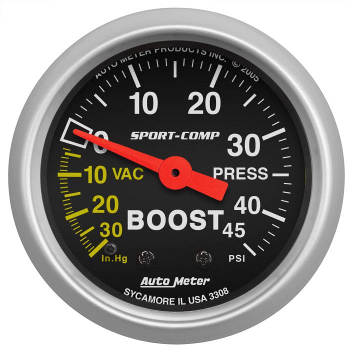 AutoMeter - AutoMeter Sport-Comp Mechanical Boost/Vacuum Gauge 3308