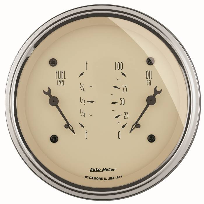 AutoMeter - AutoMeter Antique Beige Oil/Fuel Dual Gauge 1813