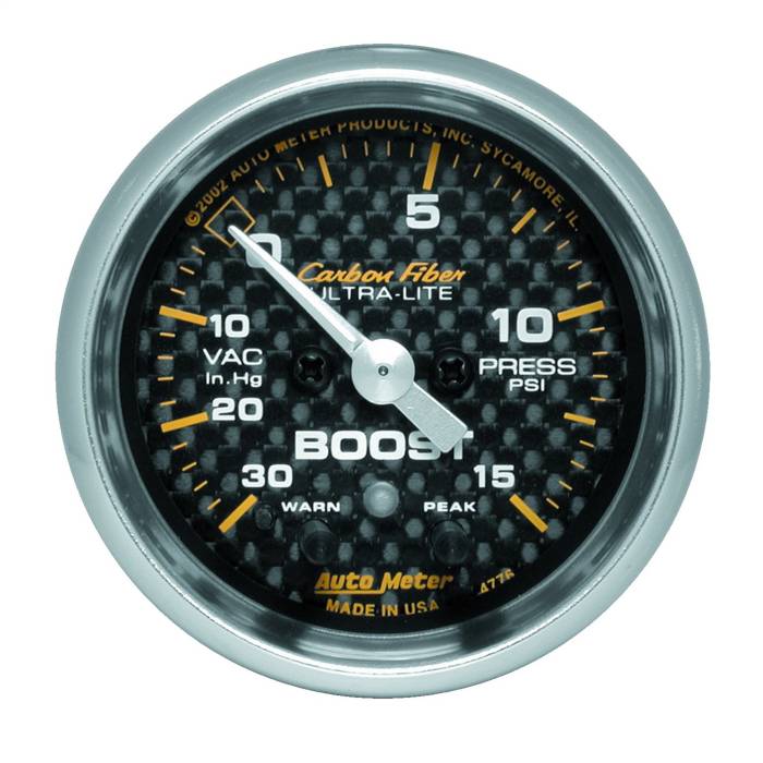 AutoMeter - AutoMeter Carbon Fiber Electric Boost/Vacuum Gauge 4776