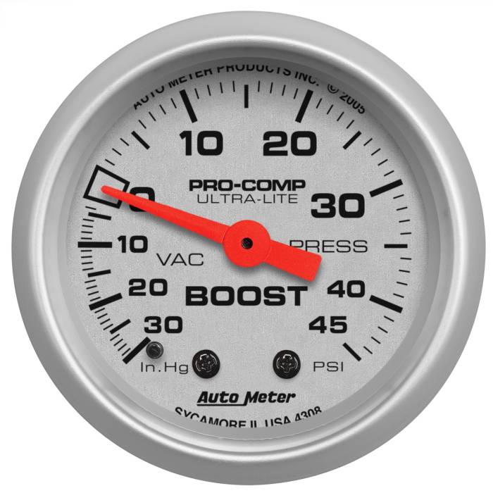 AutoMeter - AutoMeter Ultra-Lite Mechanical Boost/Vacuum Gauge 4308