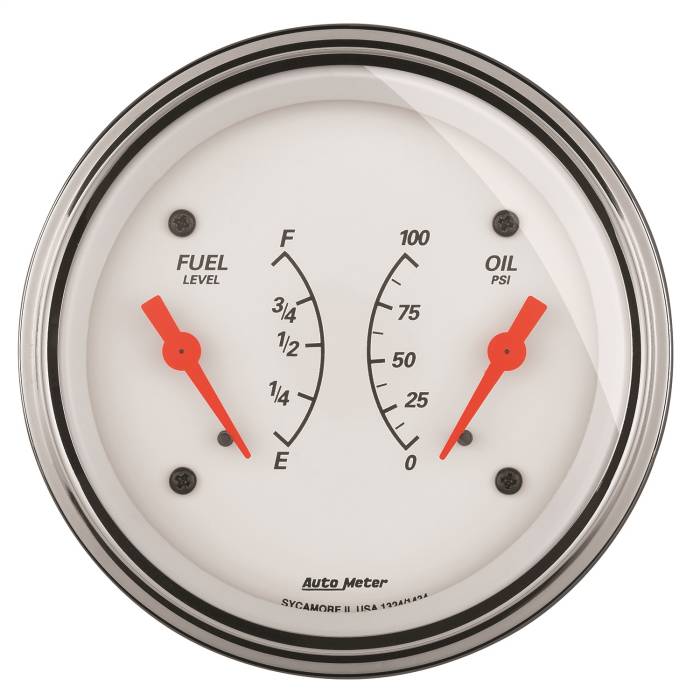 AutoMeter - AutoMeter Arctic White Oil/Fuel Dual Gauge 1324