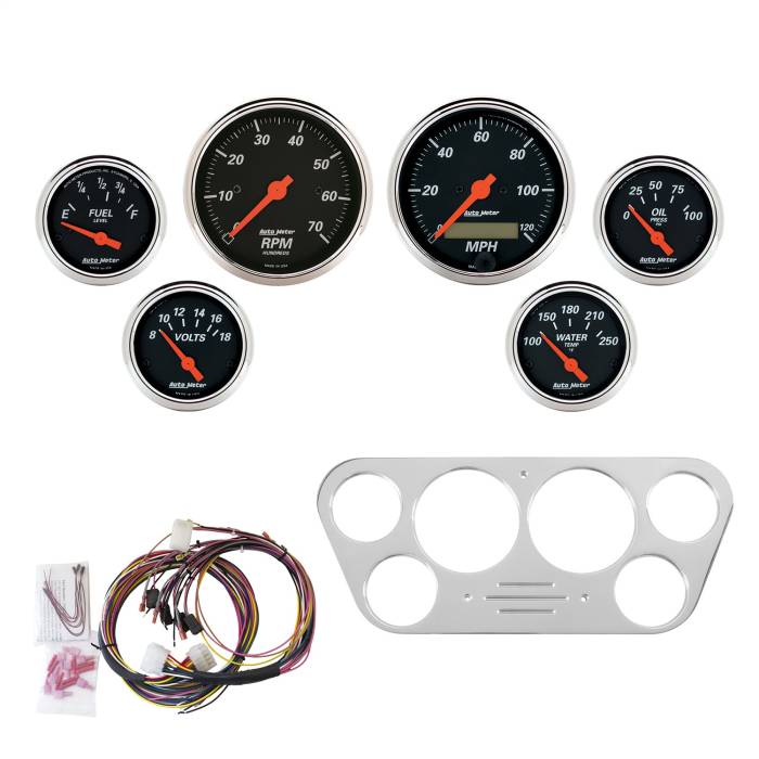 AutoMeter - AutoMeter Designer Black 6 Gauge Set RPM/MPH/OilP/Water/Volt/Fuel 7048-DB