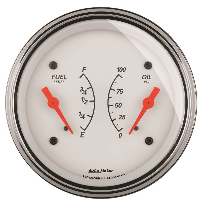 AutoMeter - AutoMeter Arctic White Oil/Fuel Dual Gauge 1313