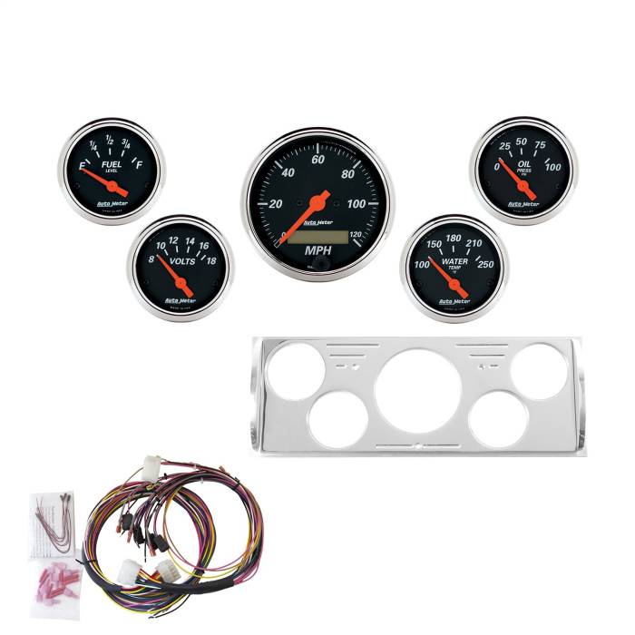 AutoMeter - AutoMeter Designer Black 5 Gauge Set MPH/OilP/Water/Volt/Fuel 7057-DB