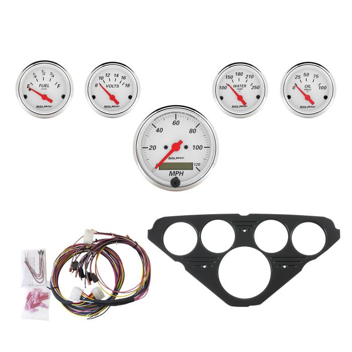 AutoMeter - AutoMeter Artic White 5 Gauge Set MPH/OilP/Water/Volt/Fuel 7049-AW