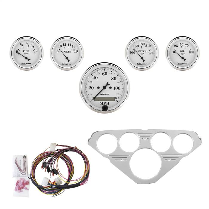 AutoMeter - AutoMeter Old Tyme White 5 Gauge Set MPH/OilP/Water/Volt/Fuel 7036-OTW