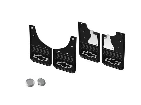 GM (General Motors) - 19540144 Splash Guards 2023+ Next Gen Silverado 1500 except 3LT Silver Outlined Bowtie Logo